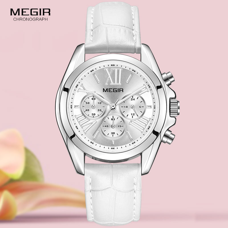 Luxury Watch White - MEGIR2019 New Luxury Leather Watch Women
