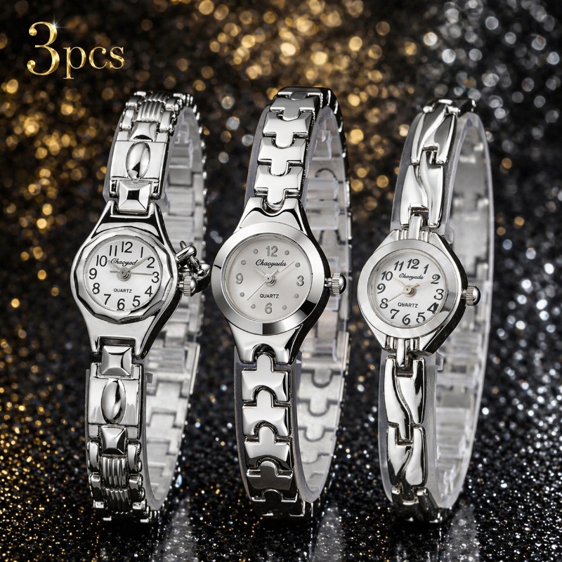 3 Pieces Fashion Women Watches - Luxury Watch With Arabic Numerals 评论和价格