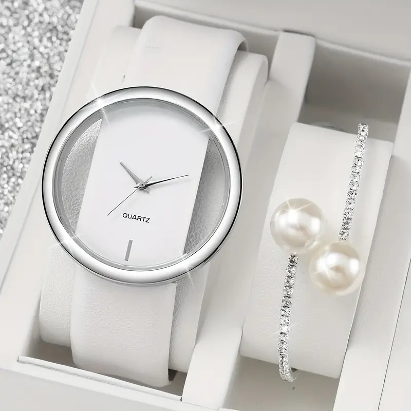 2pcs Fashion White Simple Watc - Luxury Watch White 评论和价格