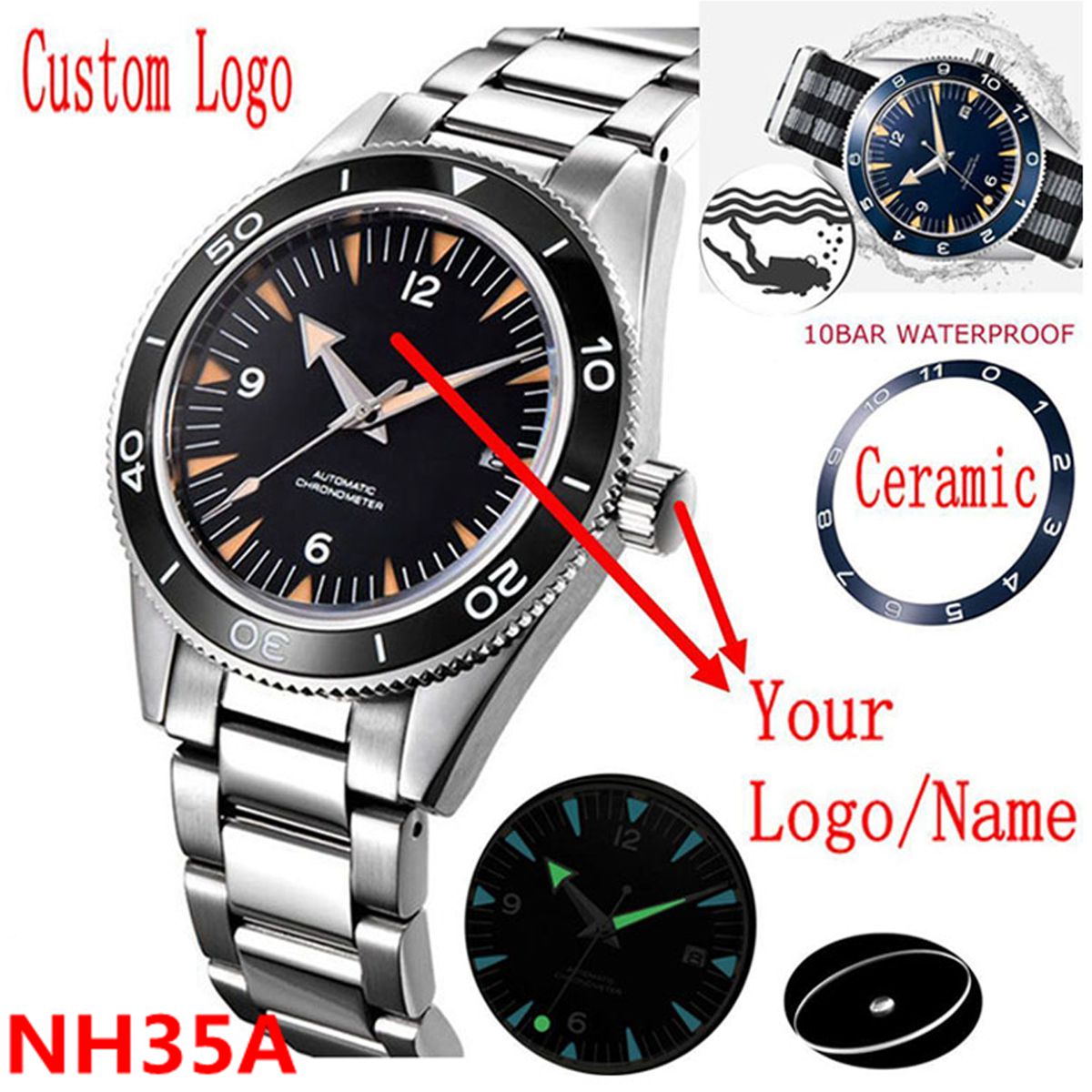 Custom Logo NH35 Movement Watc - Luxury Watch News 评论和价格