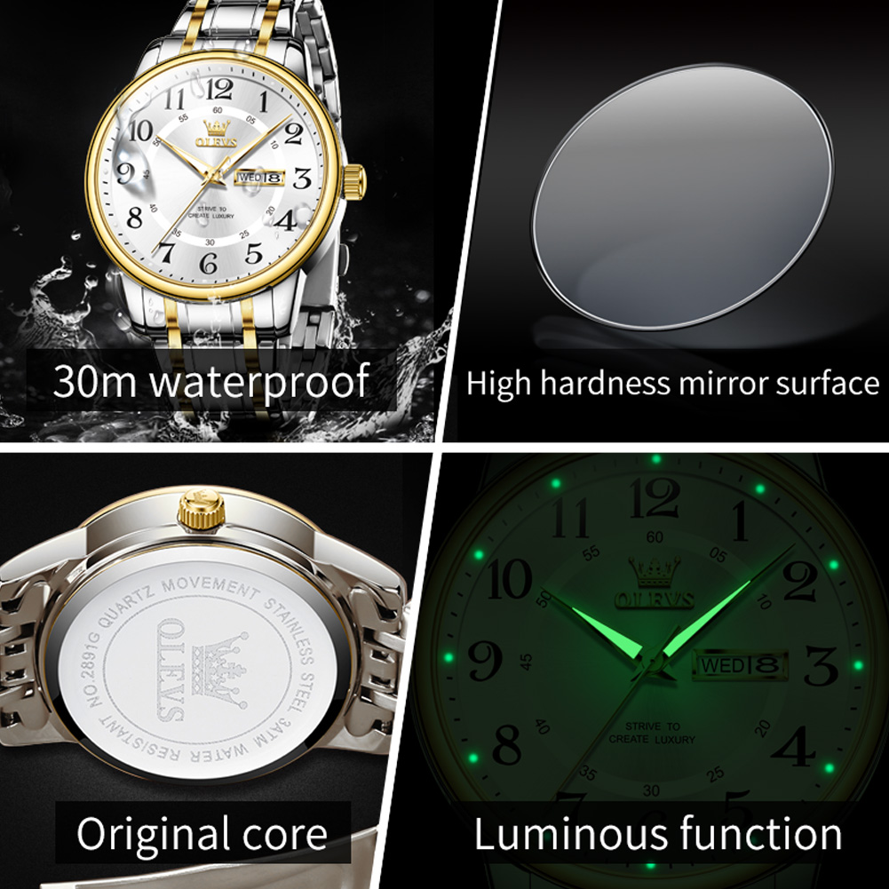 OLEVS Casual fashion men's wat - Luxury Watch With Arabic Numerals 评论和价格