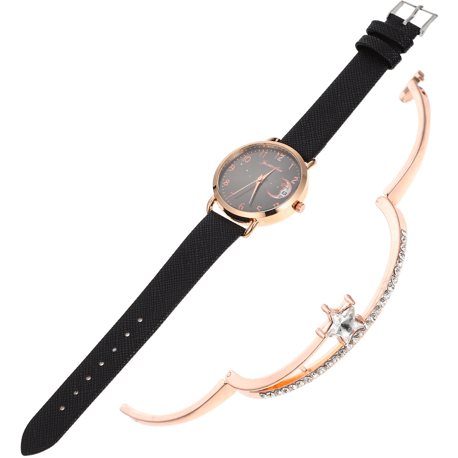 1Set Elegant Star Moon Women W - Luxury Watch White 评论和价格