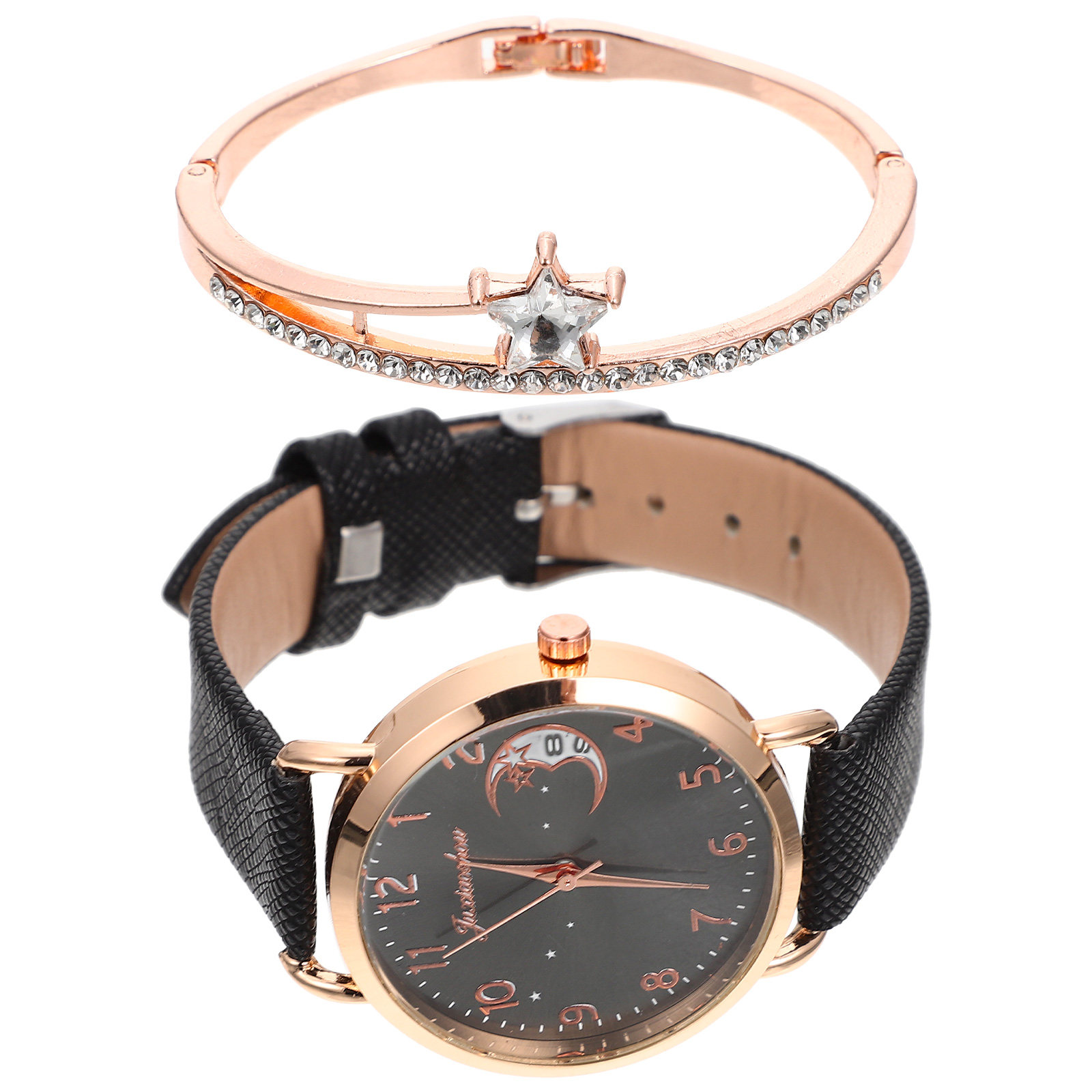 1Set Elegant Star Moon Women W - Luxury Watch White 评论和价格
