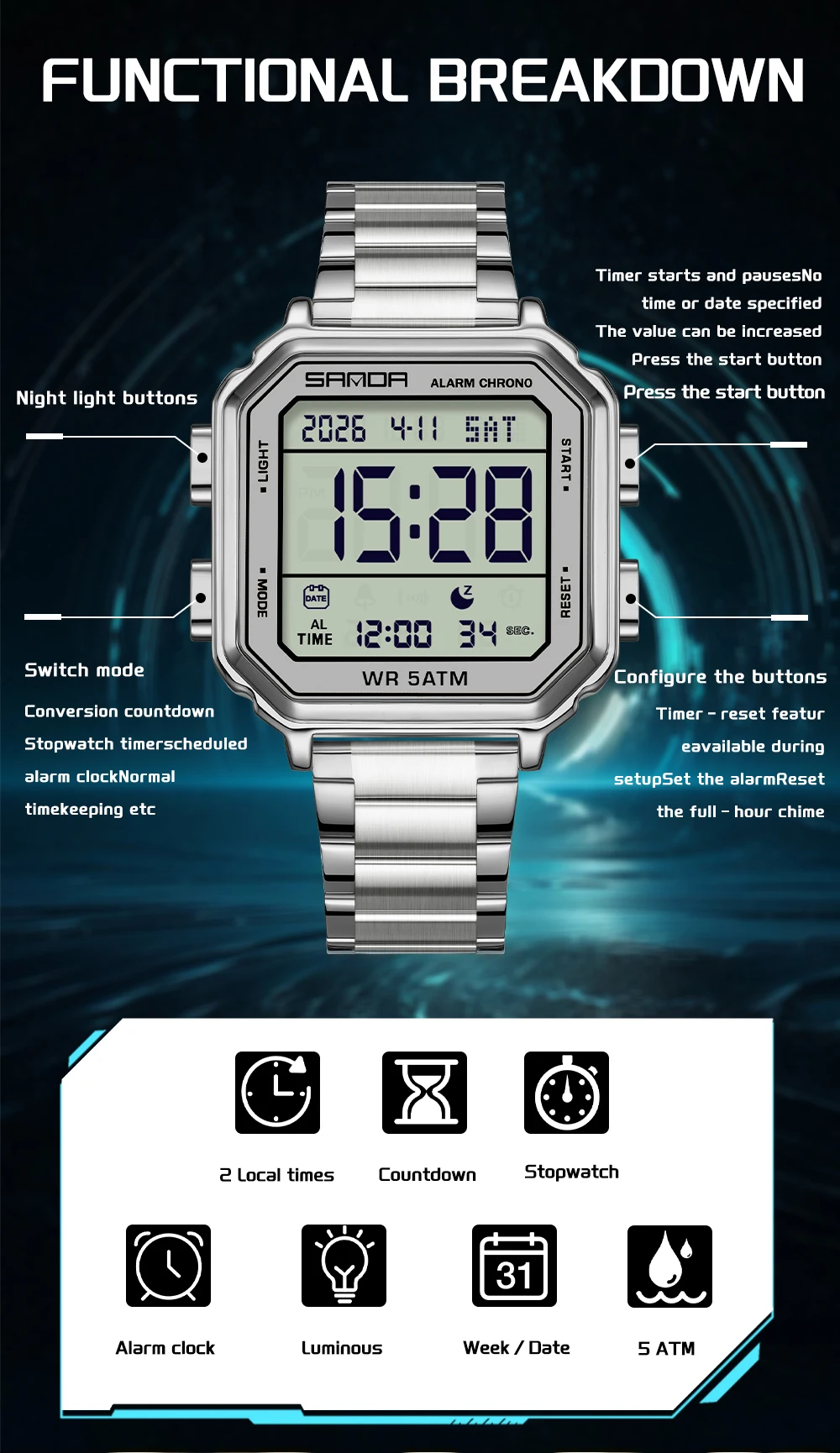 SANDA 6379 top-tier Fashion Me - Luxury Watch Tier 评论和价格