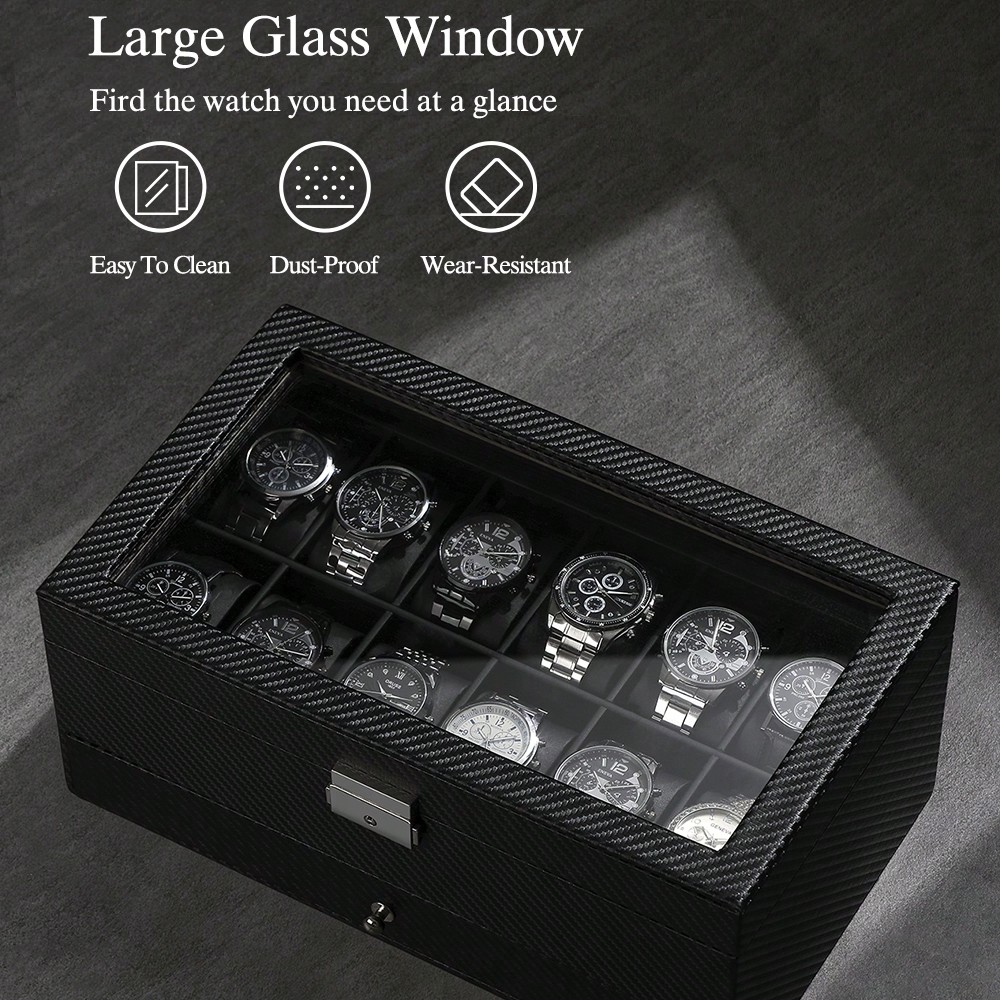 12 Slot Leather Watch Box with - Luxury Watch Tier 评论和价格