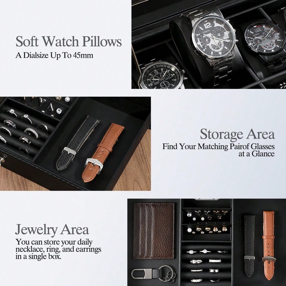 12 Slot Leather Watch Box with - Luxury Watch Tier 评论和价格