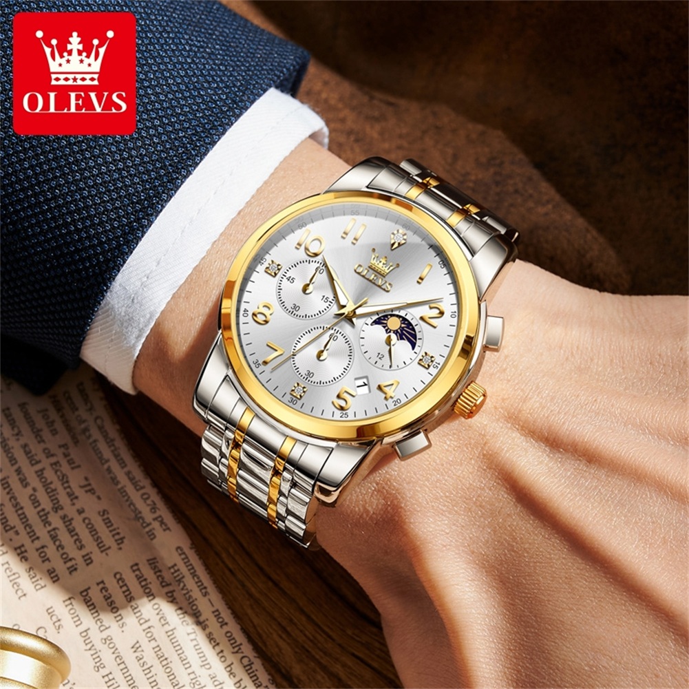 OLEVS 3628 Business Three Eye  - Luxury Watch With Arabic Numerals 评论和价格