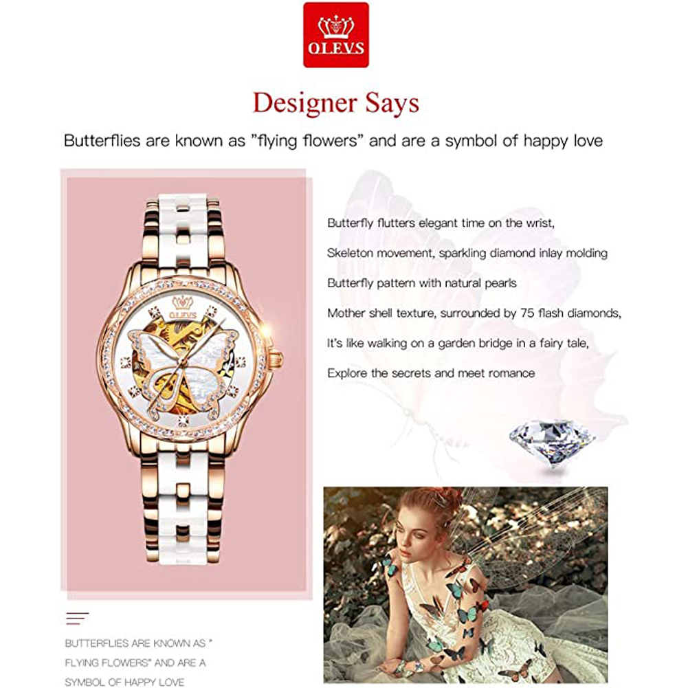 OLEVS Women's Automatic Watche - Luxury Watch White 评论和价格
